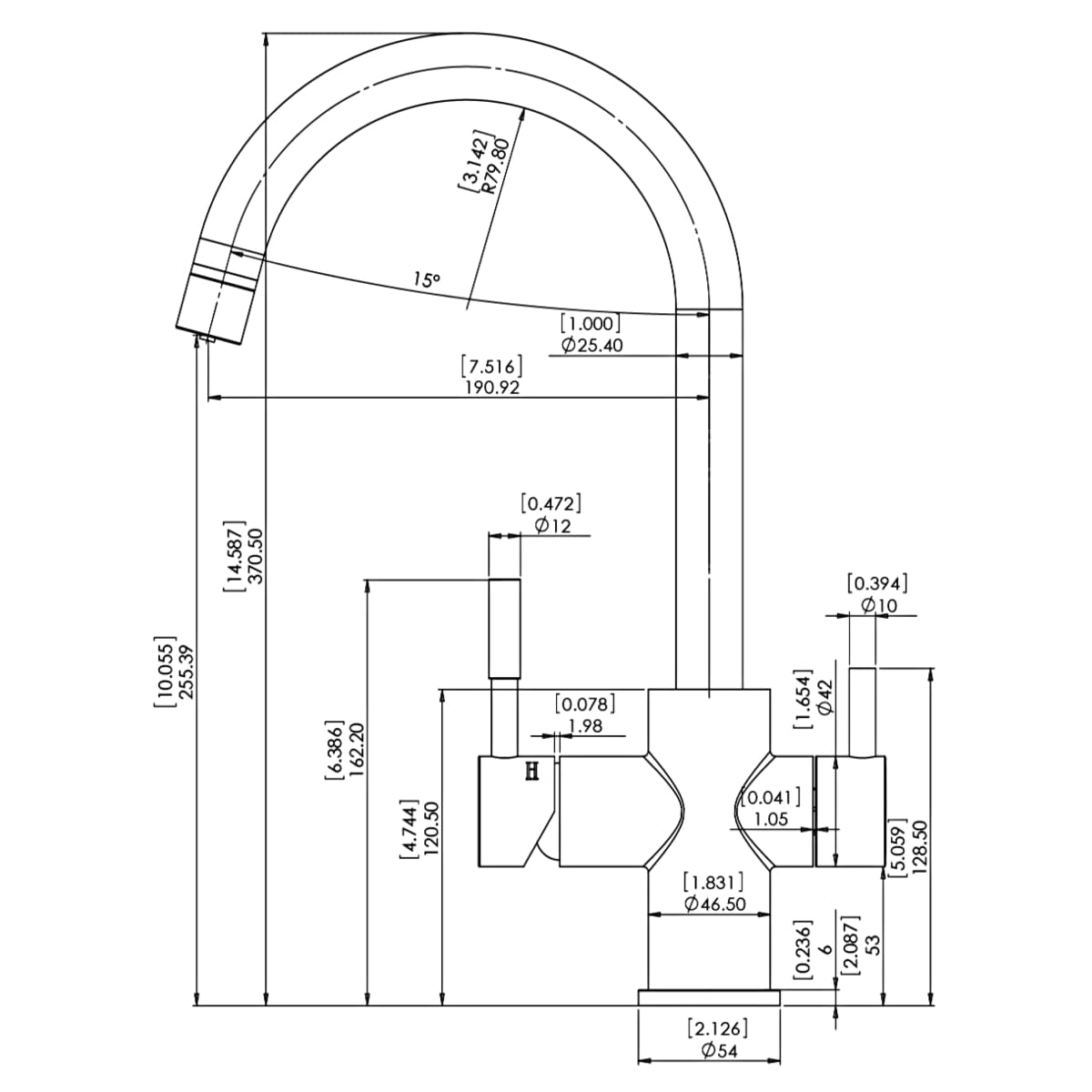 Chrome 3 Way Mixer High Loop with LED Filter Change Reminder