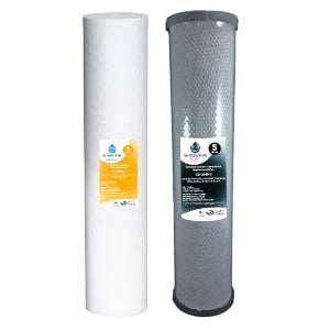 20″ Sediment and Silver Carbon Replacement Filters for Chlorine, Taste and Odour, VOCs, Pesticides and Herbicides Reduction - Bacteriostatic 2nd Stage Filter
