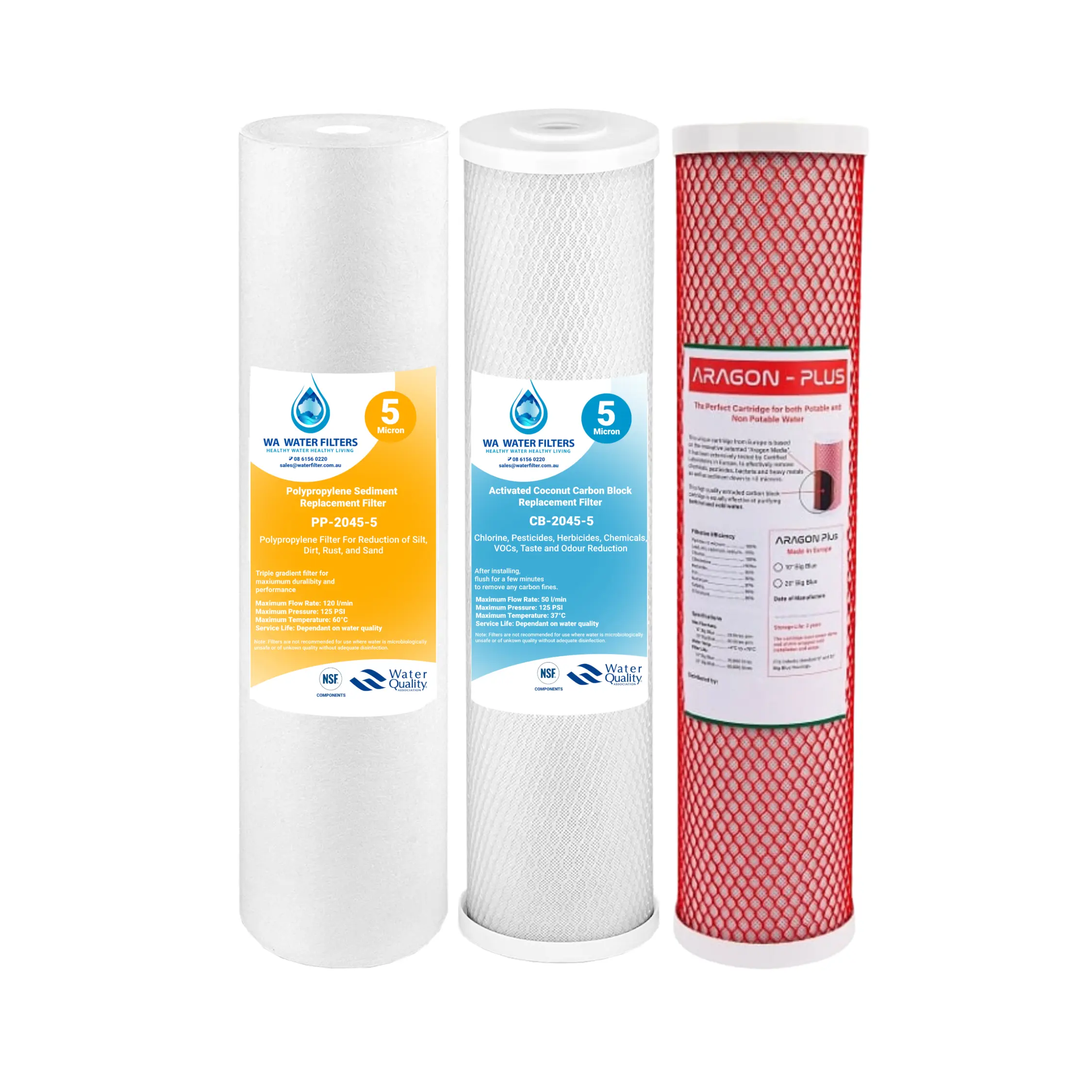 20″ Premium Whole House Replacement Cartridges For Three Stage System