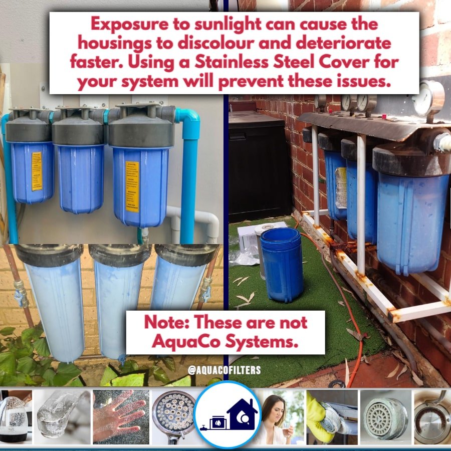 Three Stage 20″ x 4.5″ Whole House Water Filter System with Stainless Steel Frame & Cover - Image 4